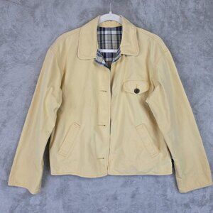 Braetan Jacket Womens Medium Yellow Plaid Reversible Cotton Short Spring Casual